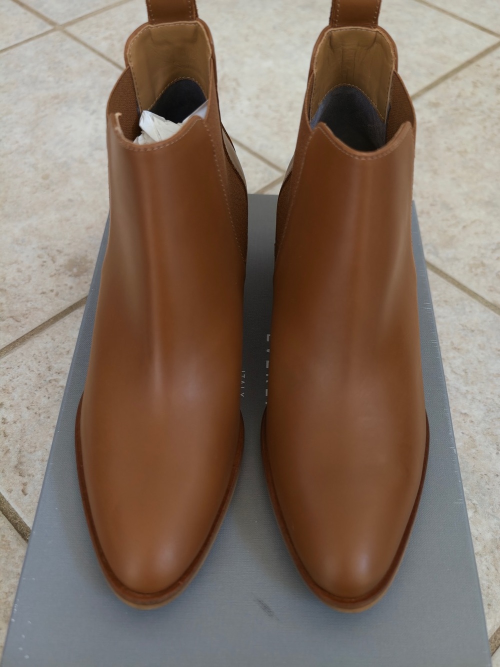 NIB Everlane Italian Leather Heeled Ankle Boots Brown | Size 8